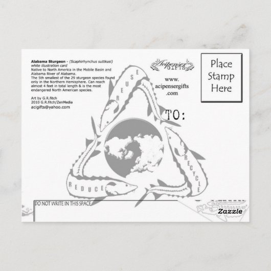 Carte postale Alabama-Blanc (Dos)