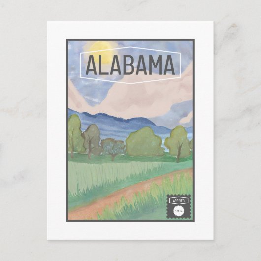 Carte postale Alabama - Design aquarelle (Devant)