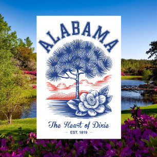 Carte Postale Alabama Est 1819 Nature minimale Le cœur de Dixie