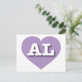 Carte Postale Alabama Lavender Heart - I Love AL (Debout devant)