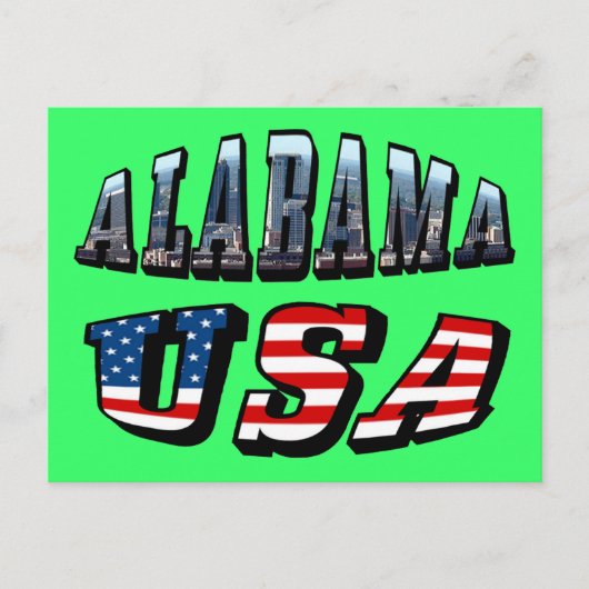 Carte Postale Alabama Photo et USA Flag Font (Devant)