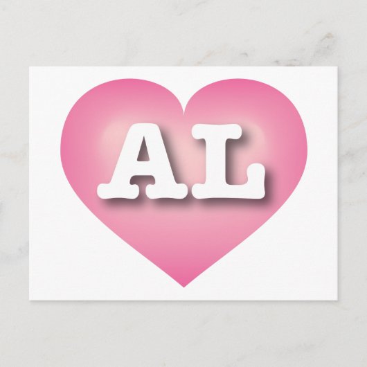Carte Postale Alabama Pink Fade Heart - J'aime AL (Devant)