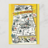 Carte Postale Alabama State Map Postcard (Devant)