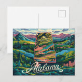 Carte Postale Alabama : Une fête vivante dans l'illustration (Devant / Derrière)