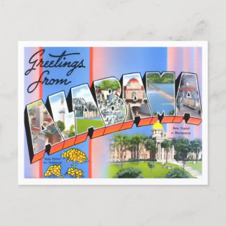 Carte postale Alabama Vintage Big Letters