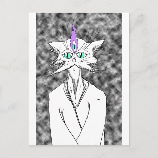 Carte Postale Alan Watts Chat (Devant)