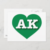 Carte Postale Alaska Green Heart - J'aime AK (Devant / Derrière)
