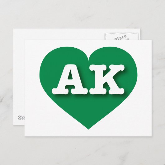 Carte Postale Alaska Green Heart - J'aime AK (Devant / Derrière)