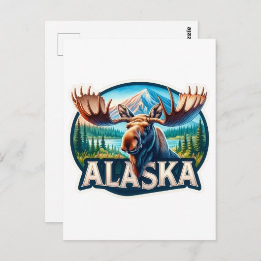 Carte Postale Alaska, Moose, poste (Devant / Derrière)