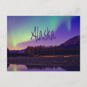 Carte Postale Alaska Northern Lights Mountains Lake