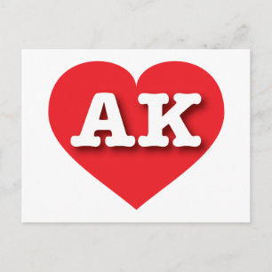 Carte Postale Alaska Red Heart - J'aime AK