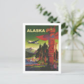 Carte Postale Alaska, totem indien, avion, compagnie aérienne vi (Debout devant)