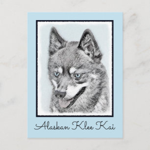 Carte Postale Alaskan Klee Kai Peinture - Cute Original Chien Ar