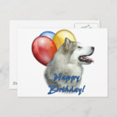 Carte Postale Alaskan Malamute Joyeux Ballons d'anniversaire (Devant / Derrière)