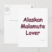 Carte Postale Alaskan Malamute Lover (Devant / Derrière)