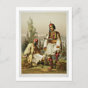 Carte Postale Albanais, mercenaires dans l'armée ottomane, pub.