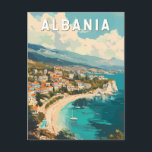 Carte Postale Albanie Travel Art Vintage<br><div class="desc">Design d'artisanat vectoriel albanais. L’Albanie,  située sur la péninsule balkanique de l’Europe du Sud-Est,  est un petit pays aux côtes adriatique et ionienne et un intérieur traversé par les Alpes albanaises.</div>