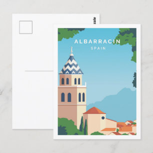 Carte Postale Albarracin Espagne Célèbre Lieu de Voyage Illustra