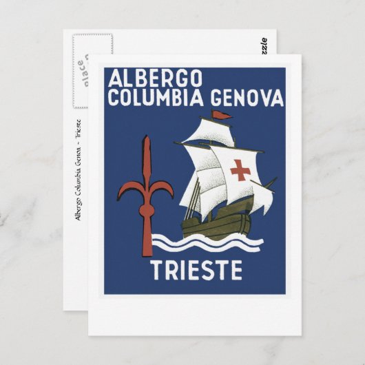 Carte Postale Albergo Columbia Gênes ~ Trieste (Devant / Derrière)