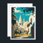 Carte Postale Alberobello Italie Illustration Vintage Voyage<br><div class="desc">Alberobello Bari Puglia Italie Art Voyage Illustration Vintage</div>