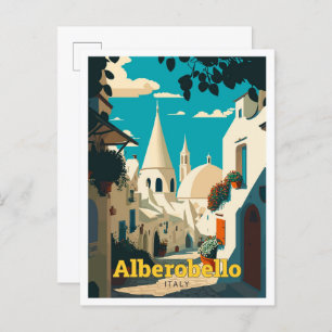 Carte Postale Alberobello Italie Illustration Vintage Voyage