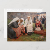 Carte Postale Albert Edelfeel - Femmes à l'extérieur de l'église (Devant / Derrière)