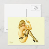 Carte Postale Alberto Vargas fumant blonde Vintage (Devant / Derrière)