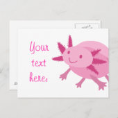 Carte Postale Albino rose mignon Axolotl (Devant / Derrière)