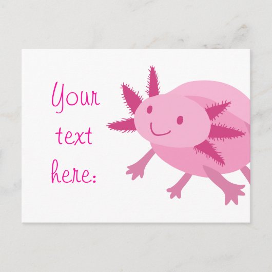 Carte Postale Albino rose mignon Axolotl (Devant)