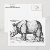 Carte Postale Albrecht Durer - Rhinoceros (Devant / Derrière)