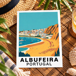 Carte Postale Albufeira, Portugal Art de voyage rétro européen