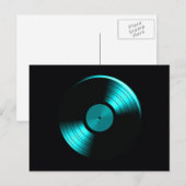 Carte Postale Album de disque de vinyle rétro en Turquoise (Devant / Derrière)
