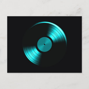 Carte Postale Album de disque de vinyle rétro en Turquoise