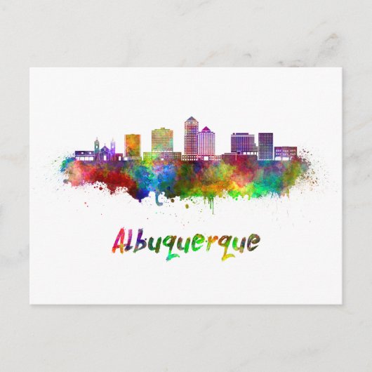 Carte Postale Albuquerque skyline in watercolor (Devant)