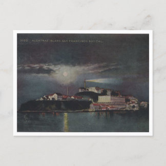 Carte Postale Alcatraz à la nuit, San Francisco, Vintage