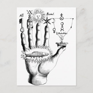 Carte Postale Alchimie inhabituelle du soleil main Steampunk