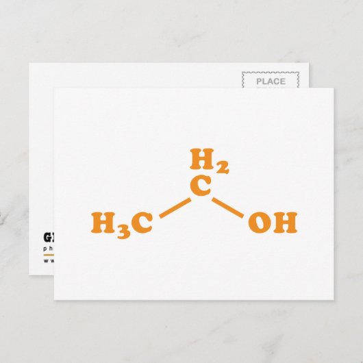 Carte Postale Alcool Éthanol Formule chimique moléculaire (Devant / Derrière)