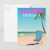 Carte Postale Alcúdia Majorque affiche de voyage sur la plage (Devant / Derrière)