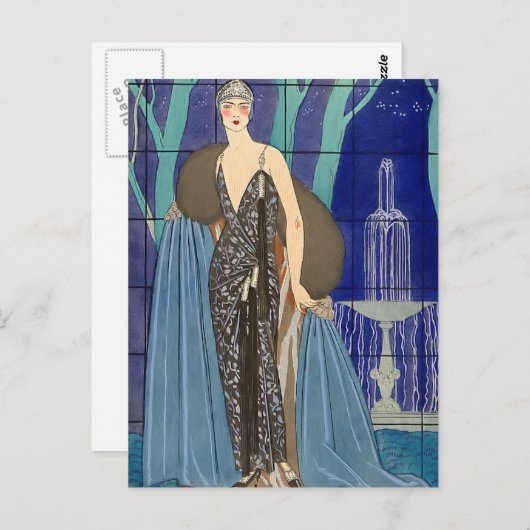 Carte Postale Alcyone Art Déco Pochoir (Devant / Derrière)