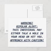 CARTE POSTALE ALERTE BIPOLAIRE-AVERTISSEMENT4 (Devant / Derrière)