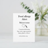 Carte Postale Alerte d'allergie alimentaire ajouter le nom texte (Debout devant)