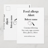 Carte Postale Alerte d'allergie alimentaire ajouter le nom texte (Devant / Derrière)