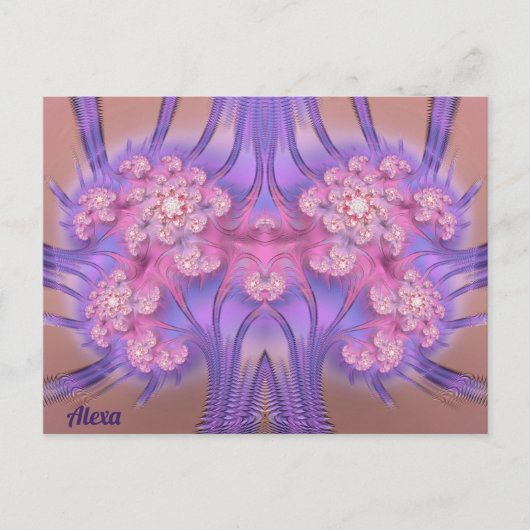 Carte Postale ALEXA ~ Conception 3D rose et violet Pastel ~ (Devant)