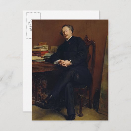 Carte Postale Alexander Dumas Fils 1877 (Devant / Derrière)