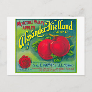 Carte Postale Alexander Kielland Apple Étiquette - Cashmere, WA