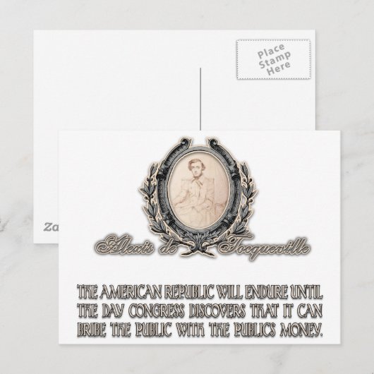 Carte Postale Alexis de Tocqueville Citation : La vie de l'Améri (Devant / Derrière)