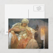 Carte Postale Alfons Mucha ~ Femmes avec bougie brûlante (Devant / Derrière)