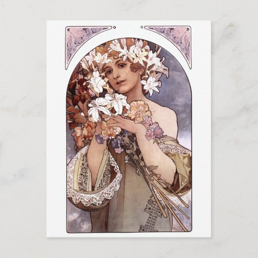 Carte Postale Alfons Mucha : Fleur (Devant)