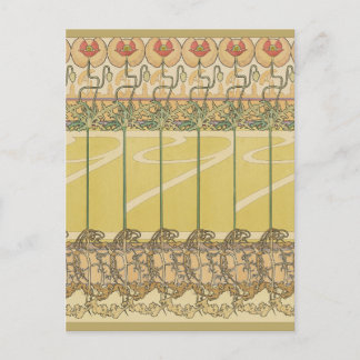 Carte Postale Alfonse Mucha Poppies Art Nouveau Floral Wallpaper