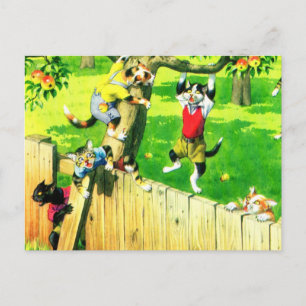 Carte Postale Alfred Mainzer chats escalade un pommier